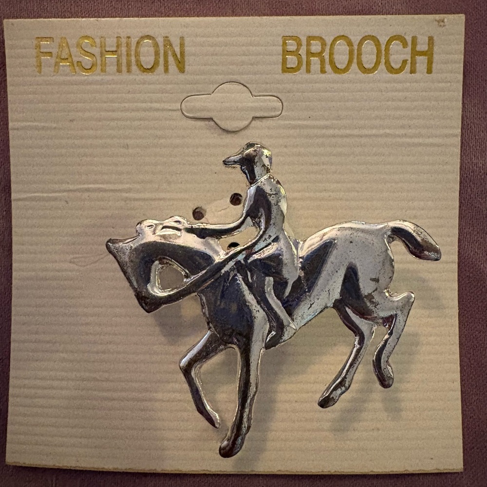 Silver Horse Rider Brooch